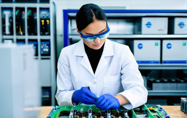 전자기기 이직 전 알아야 할 것들 - A young, focused engineer, either male or female, with a diverse background, meticulously working on...