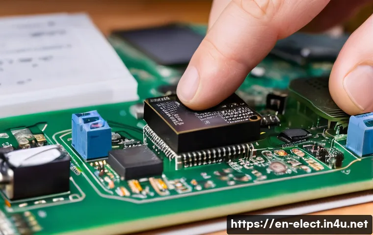 전자기기 취업 준비 체크리스트 - A detailed close-up scene of a modern electronics workspace featuring a skilled engineer soldering c...